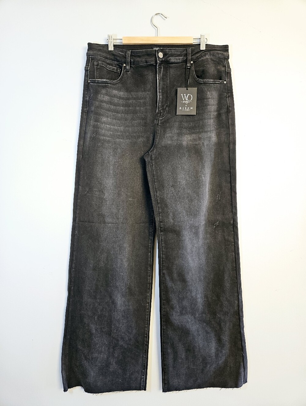 NWT WO Boutique x Risen Wide Leg Jeans Size 2XL Vintage Black Wash